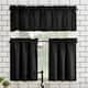 No. 918 Martine Microfiber Semi-Sheer Rod Pocket Kitchen Curtain Valance and Tiers Set - 54" x 36" - Black