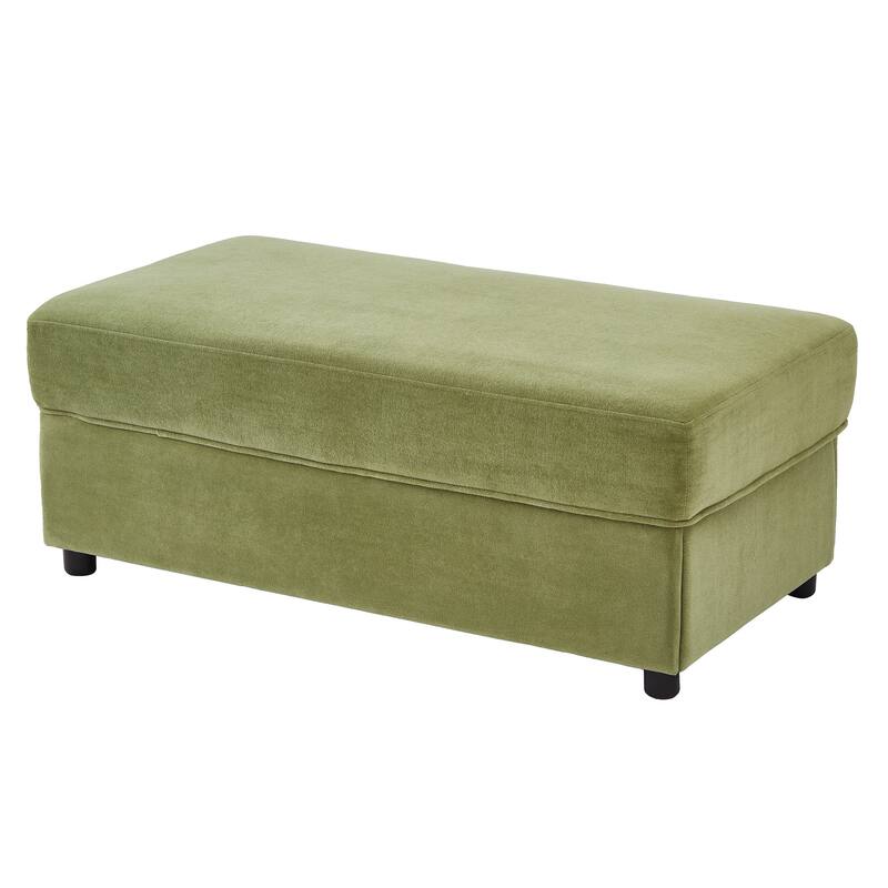 Anmytek Green 42.5 Inch Modern Chaise Lounge with Movable Storage Ottoman Dual USB Ports Phone Holder Side Pockets