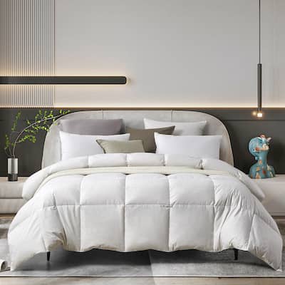 Farm To Home 233 Thread Count Organic Cotton White Feather and Down Comforter