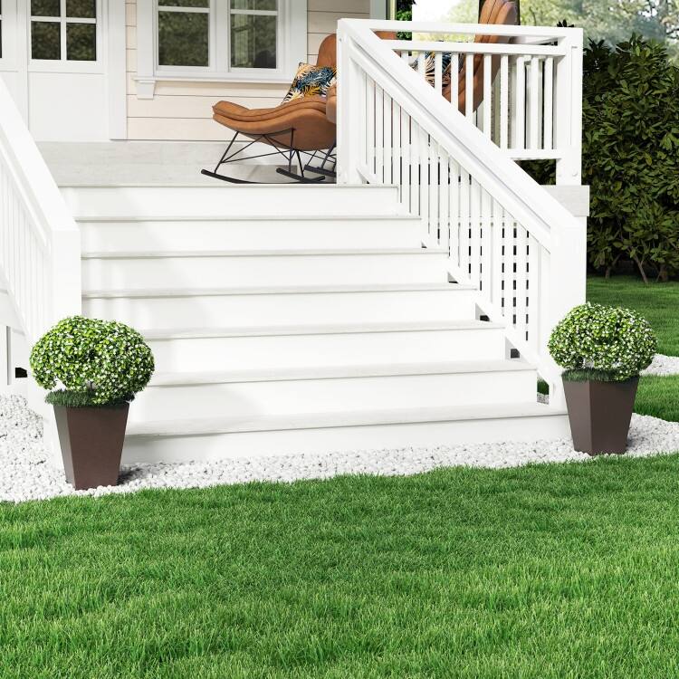 Brown PP Self-Watering Flowerpots Set of 2 with Removable Inner Bucket
