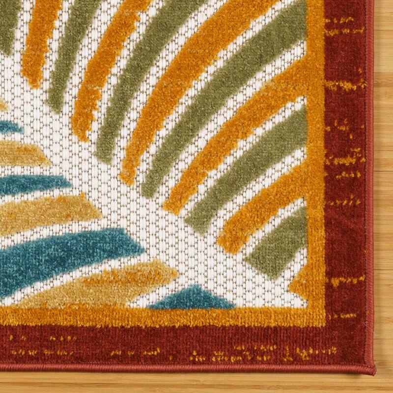 Gertmenian Kalari Modern Bold Multicolored High-Low UV Protected Polypropylene Woven Indoor/ Outdoor Area Rug Collection