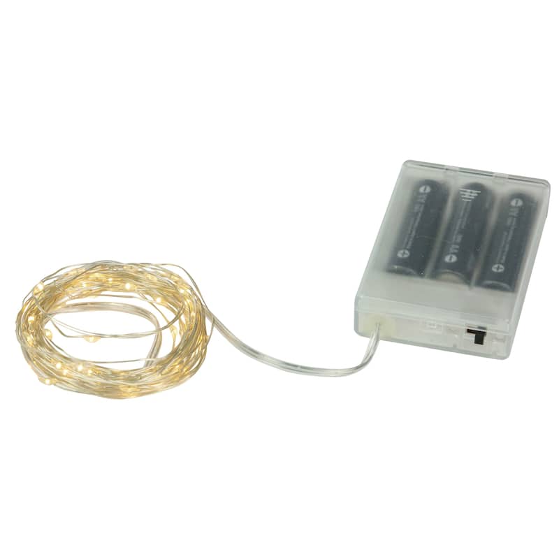 50 B/O Warm White LED Micro Fairy Lights - 16ft, Copper Wire
