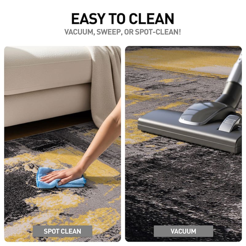 World Rug Gallery Contemporary Abstract Watercolor Yellow Area Rug