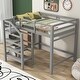 preview thumbnail 17 of 30, Full Size Loft Bed with Built-in Storage Staircase and Clothes Hanger, Space-Saving Grey
