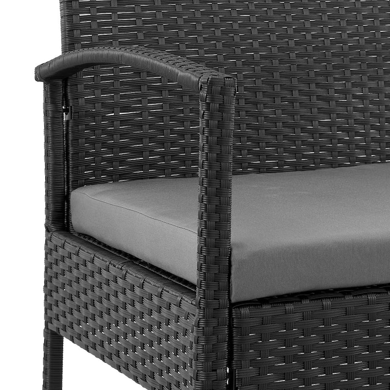 Manhattan Comfort Noli Steel Rattan 3-Piece Patio Conversation Set with Cushions
