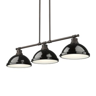 Yep by Golden Lighting Duncan 3-light Island Light in Rubbed Bronze and Black shade