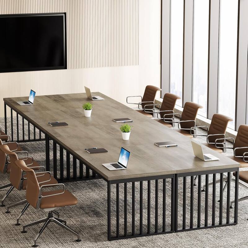 6.56 ft Industrial Conference Table, Rectangular Meeting Table for Seminar, Business & Negotiation