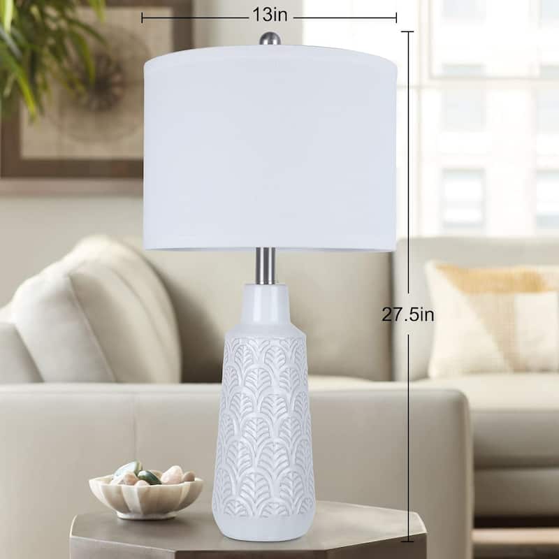 Set of 2 Table Lamps with 3 Color Temperature, 25.5" Tall Farmhouse Ceramic Lamp with Vase Design Nightstand Lamp