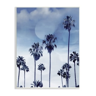 Stupell Tall Tropical Pine Trees Monochromatic Blue Landscape Wood Wall ...
