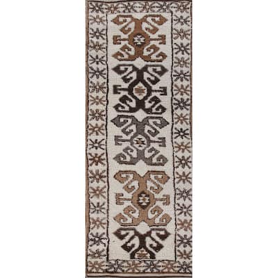 Anatolian Tribal Turkish Runner Rug Handmade Wool Carpet - 3'5"x 11'0"