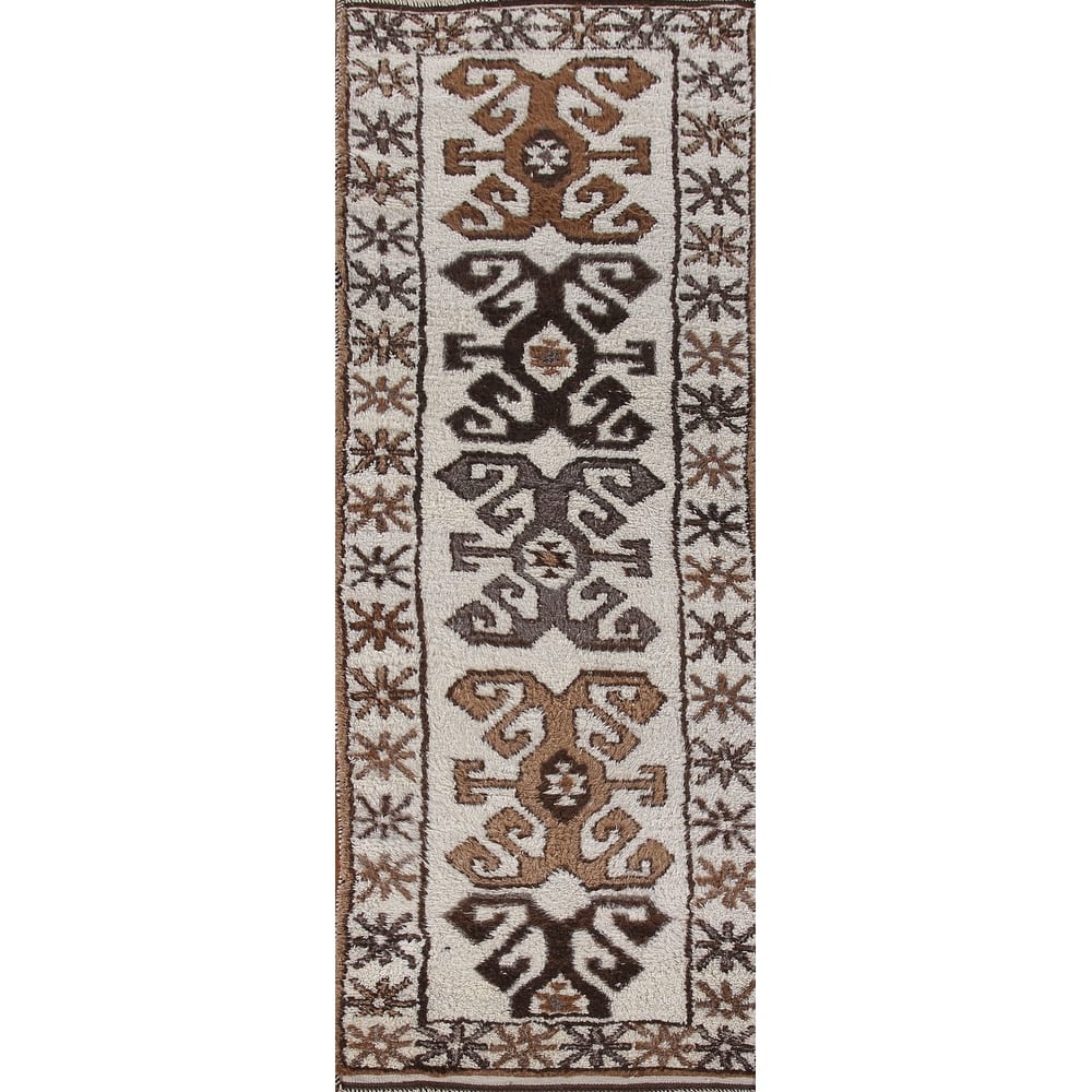 Anatolian Tribal Turkish Runner Rug Handmade Wool Carpet - 3'5"x 11'0"