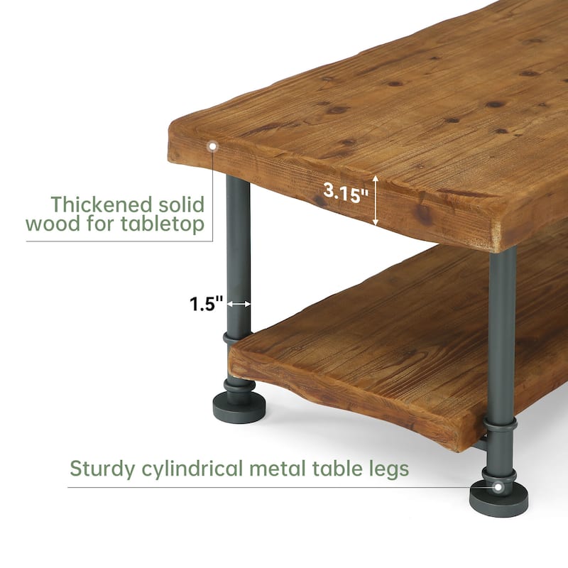 47" Solid Wood Coffee Table, Rectangular Accent Center Table
