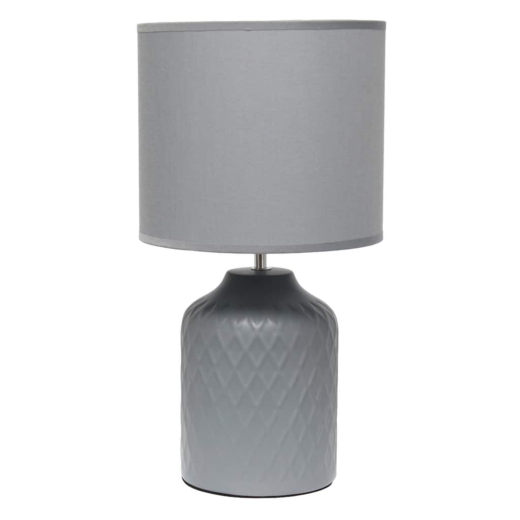 Chevron Table Lamp with Drum Shade - 17.25" - Gray