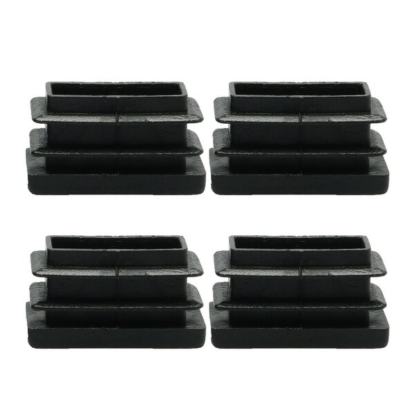 4pcs 13 x 26mm Plastic Rectangle Ribbed Tube Inserts End Cover Cap Furniture Glide Table Bench Feet Floor Protector