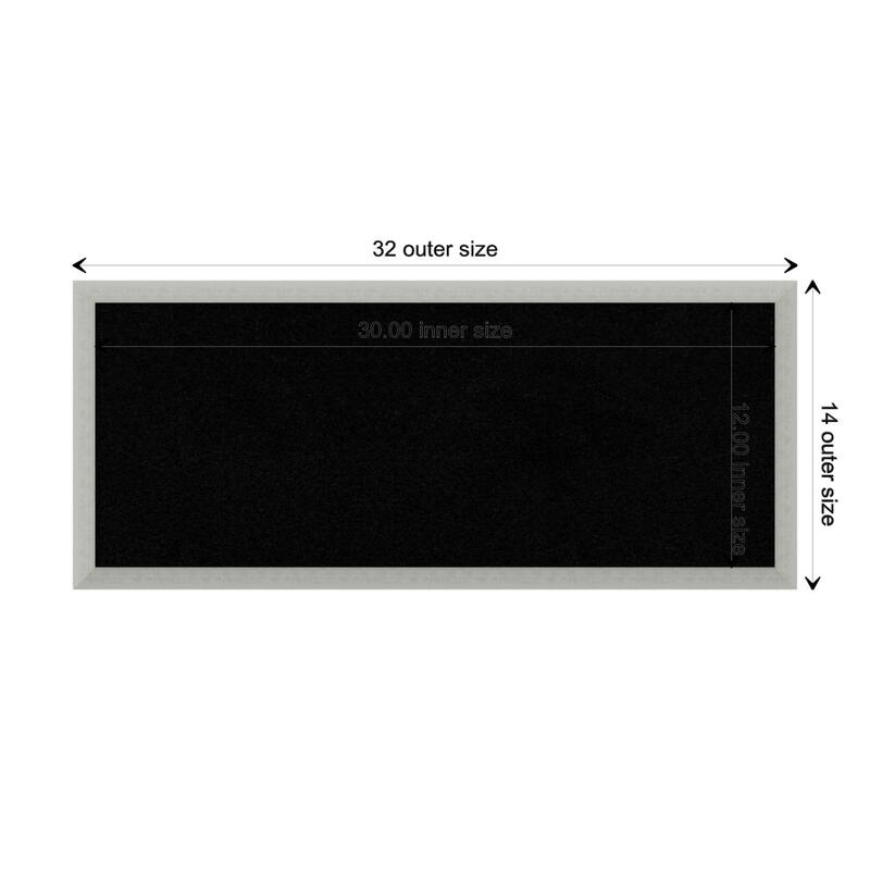 Silver Leaf Wood Framed Black Corkboard Bulletin Board - Board Size 30x12
