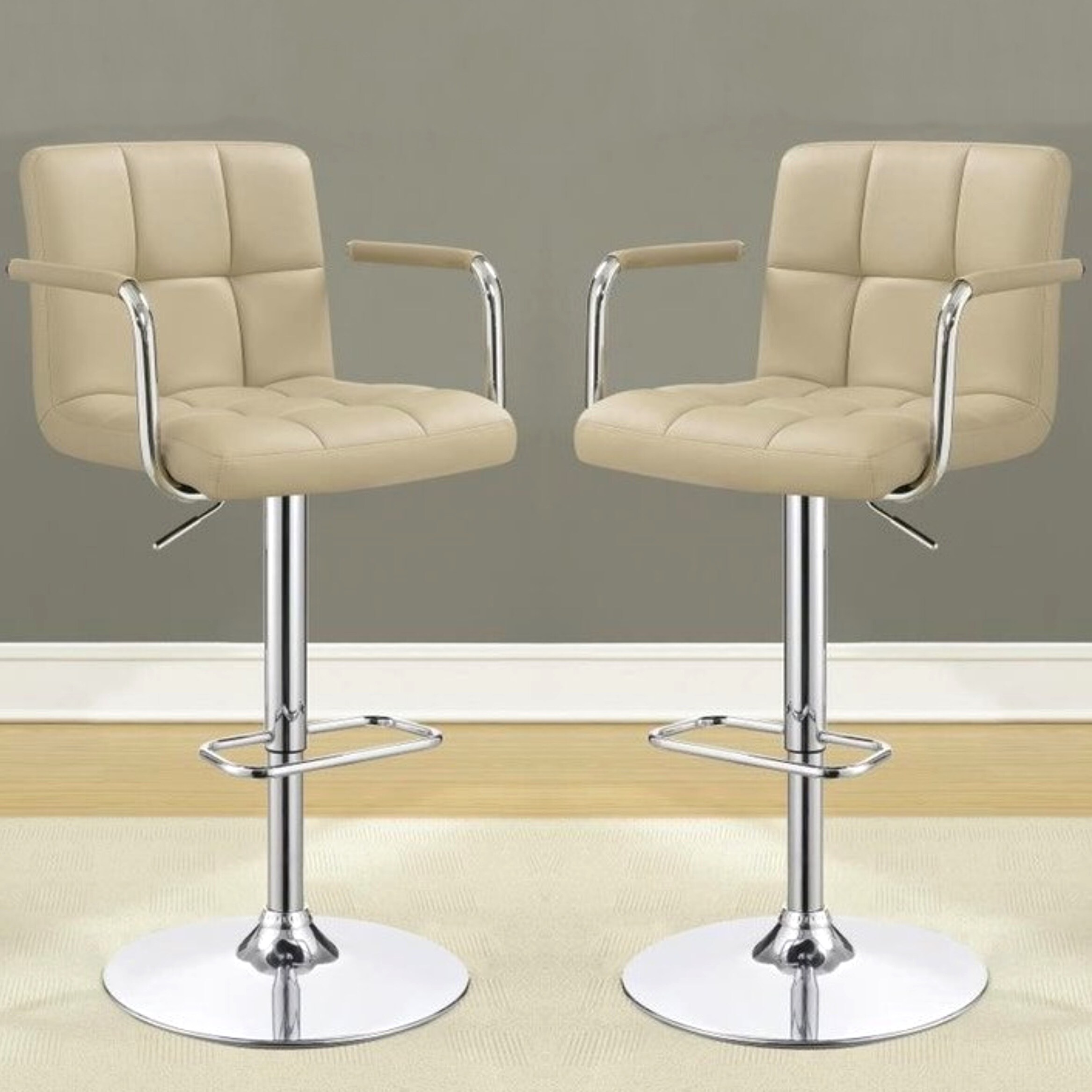 Beige faux leather bar stools deals