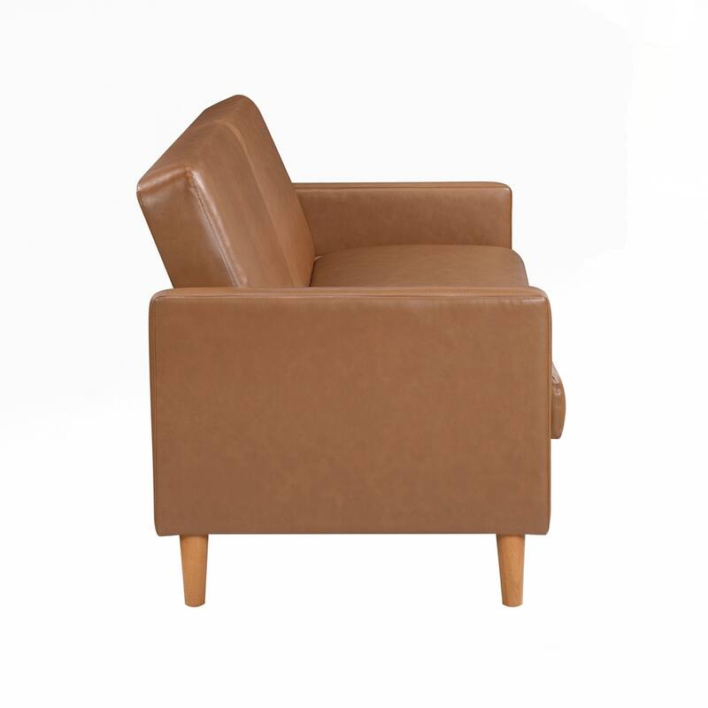 Faux Leather Upholstery Comfort Sleeper Sofa Modern Furniture Durable Plywood Frame Elegant Lounger - 2 Seat