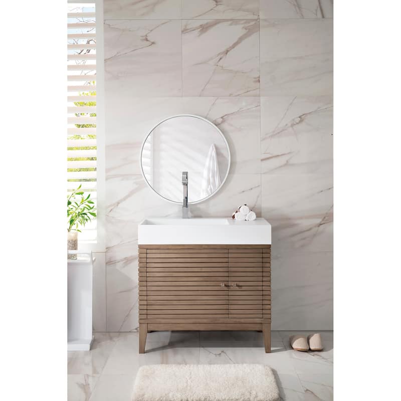 James Martin Vanities Linear 36" Single Vanity, Whitewashed Walnut