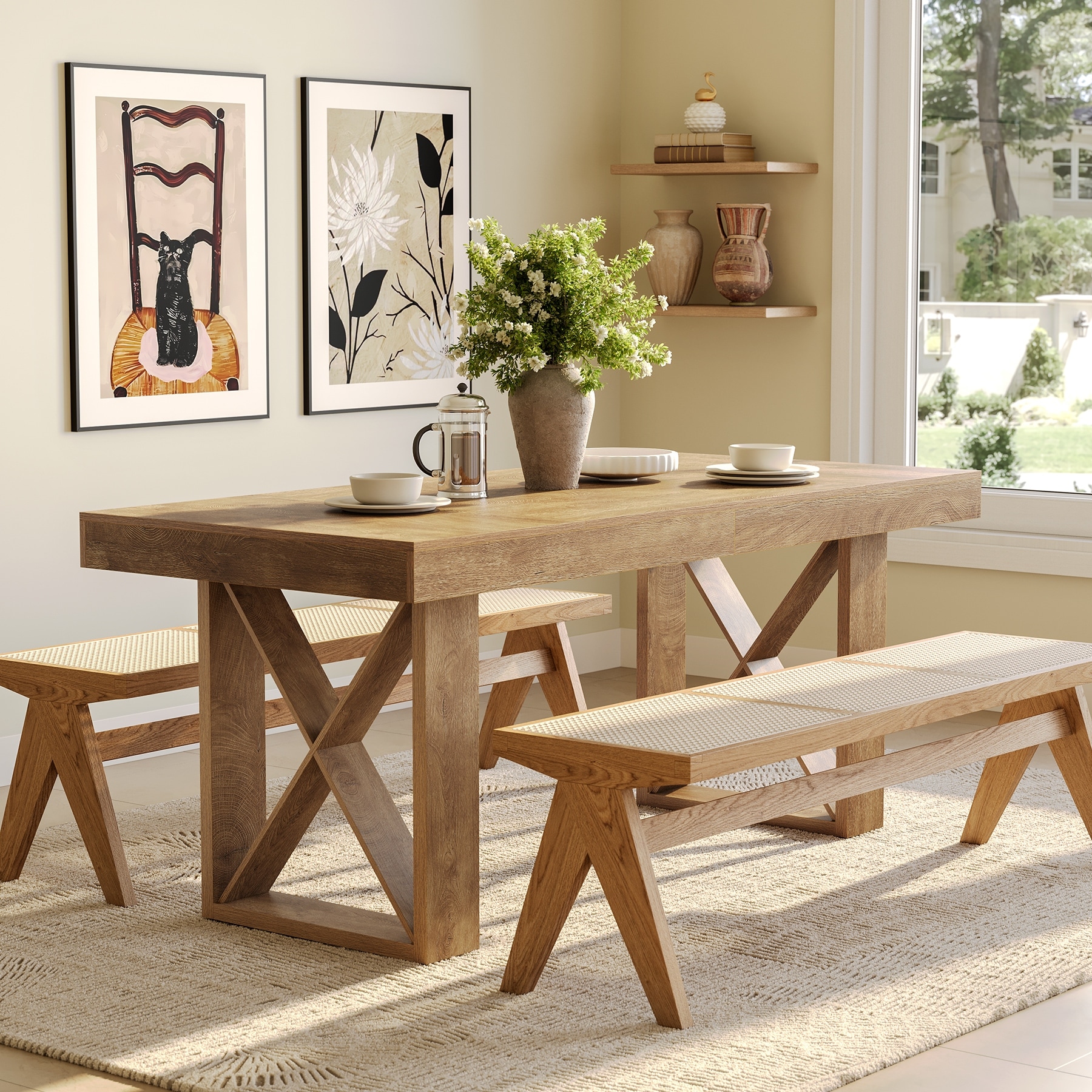 Industrial Heavy-Duty Wooden Kitchen Dining Table for Home Office