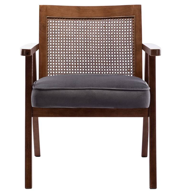 Mid Century Modern Rattan Chair, Comfy Retro Accent Arm Chair with Mesh