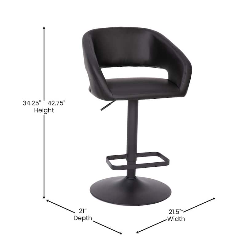Modern Upholstered Adjustable Height Swivel Barstool with Footrest