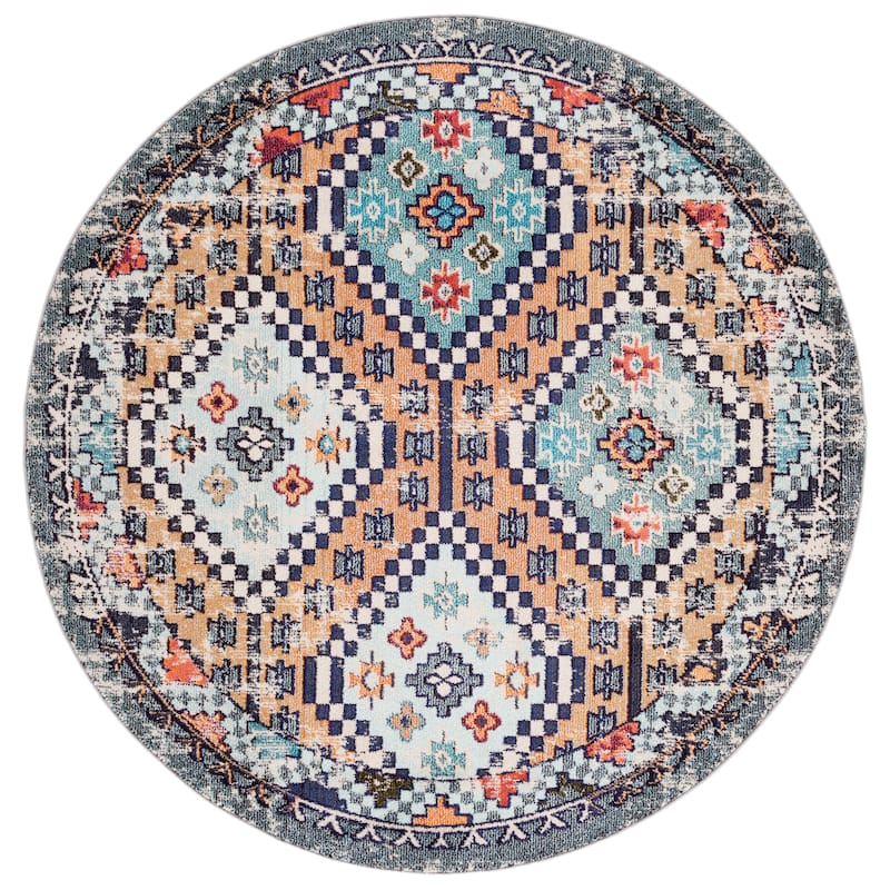 SAFAVIEH, Madison Hortensia Boho Diamond Distressed Rug