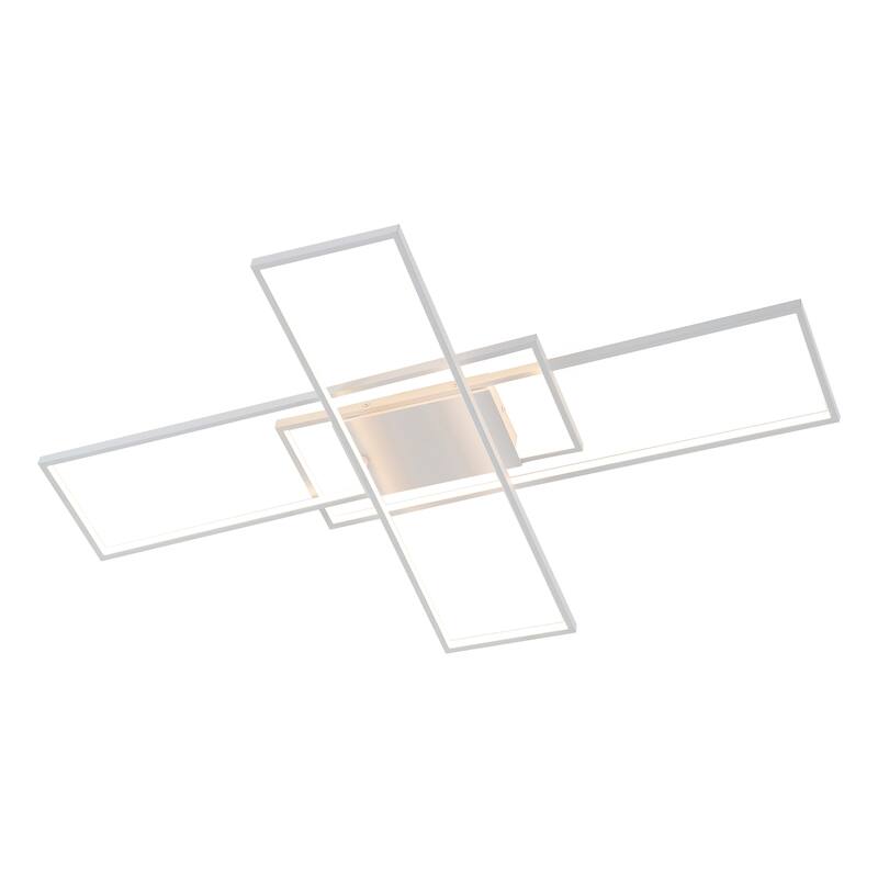 Fuochi 39" Contemporary Minimalist Metal Adjustable Dimmable Geometric Integrated LED Flush Mount, by JONATHAN Y - White
