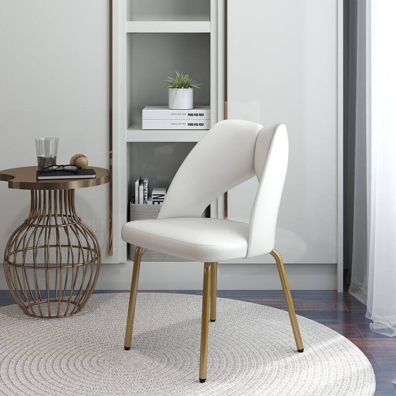 18.5''H Faux Leather Dining Chairs with Gold Metal Legs (Set of 2)