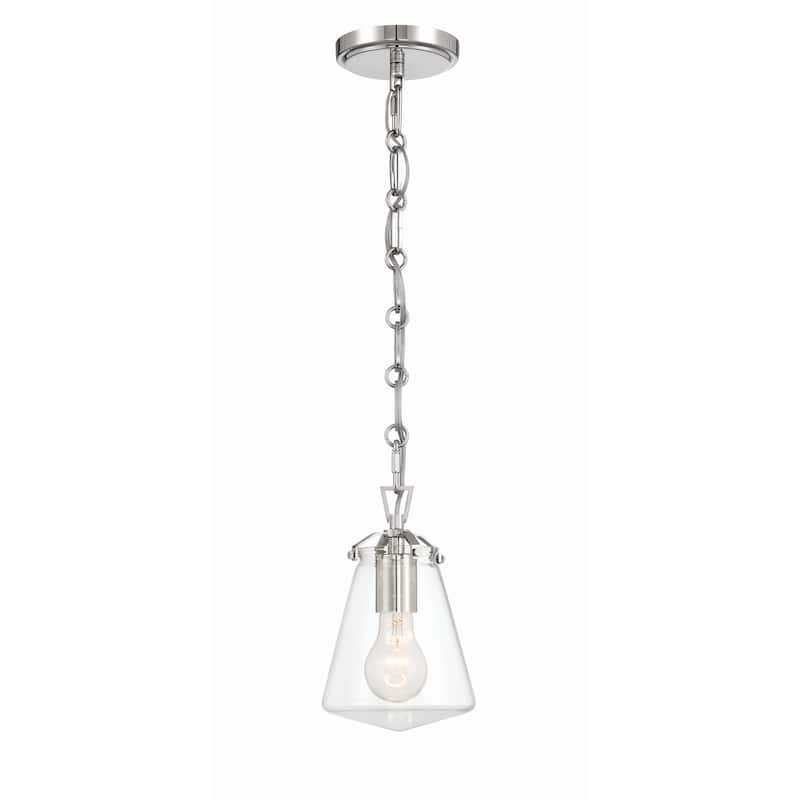 Voss 1 Light Polished Nickel Mini Pendant - 5.75"W x 9"H x 5.75"D