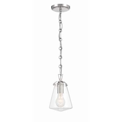 Voss 1 Light Polished Nickel Mini Pendant - 5.75"W x 9"H x 5.75"D