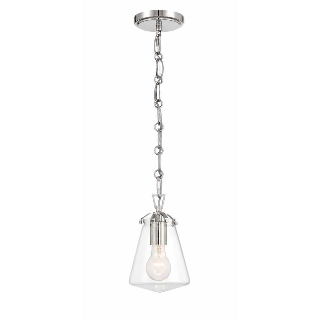 Voss 1 Light Polished Nickel Mini Pendant - 5.75"W x 9"H x 5.75"D