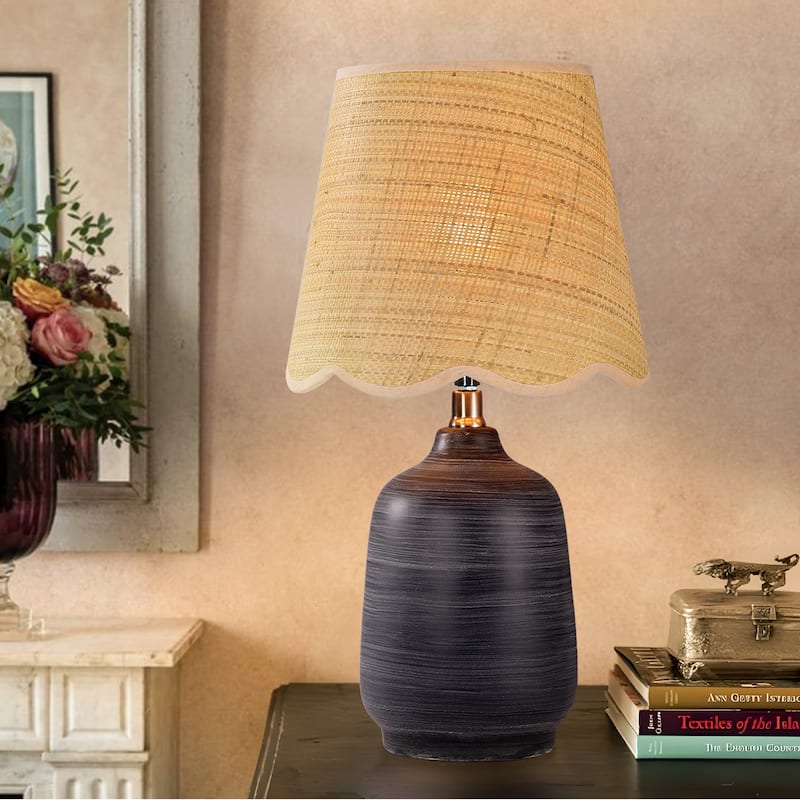 18.9" Ceramic LED Table Lamp, Living Room Lamps For End Tables