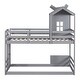 preview thumbnail 5 of 7, Grey Twin over Twin Bunk Bed with Roof and Window, with Guardrails and Ladder