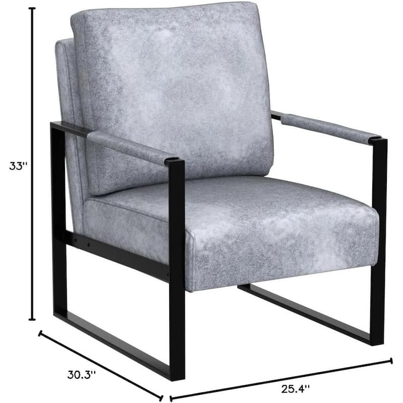 Hosam 25.4" PU/Microfiber Upholstery Metal Arms Chair