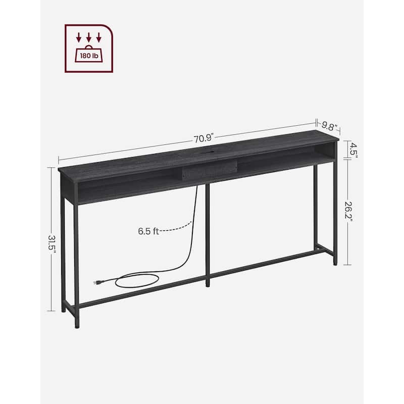 Charging Console Table with Outlets and USB Narrow Entryway Table for Hallway or Living Room