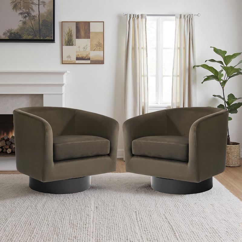 2 Set Modern Upholstered Swivel 360 Degree Accent Chair