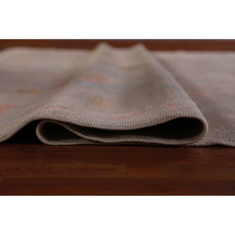 Hand Knotted Oriental 100% Wool Carpet Transitional All-Over Greys & Charcoal Oushak Area Rug - 13' 0'' X 9' 9''