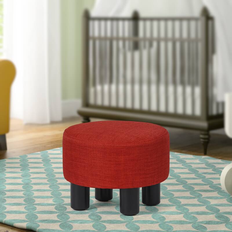 Adeco Round Ottoman Velvet Footrest Stool Modern Padded Seat Footstool