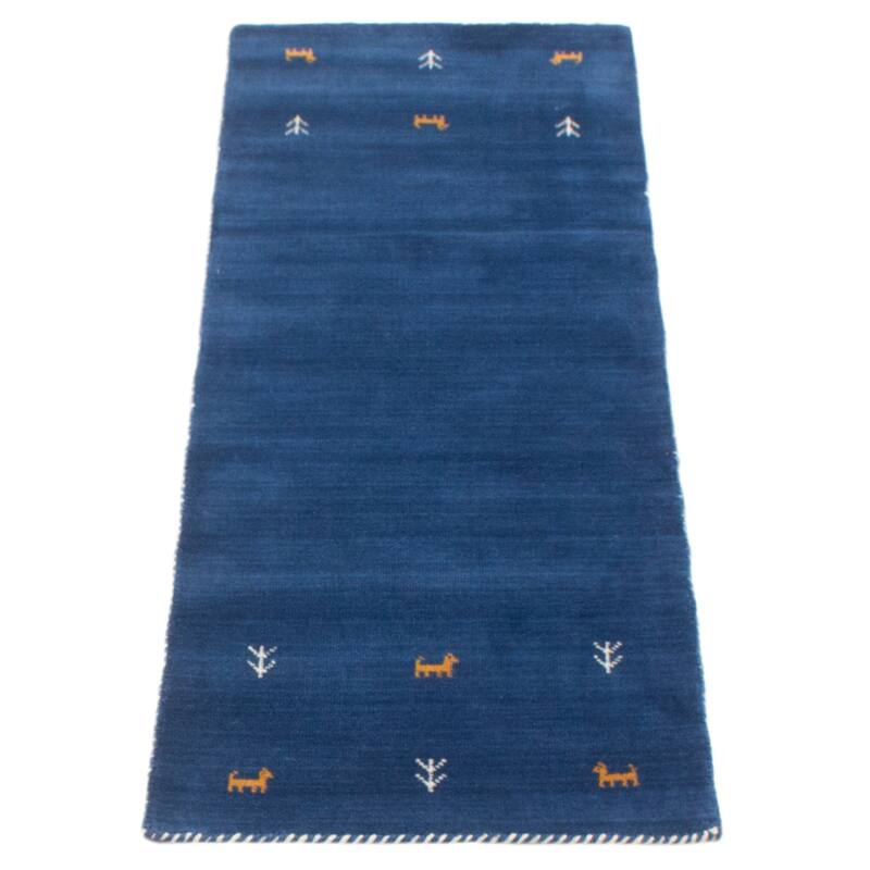 Kashkuli Gabbeh Blue Rug 2'6" x 6'5" - 2'6 x 6'5