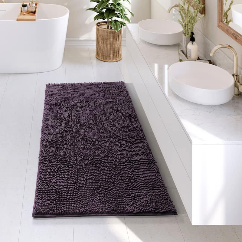 Empyrean Non-Slip Super Plush Chenille Bathroom Rugs - Large - Purple