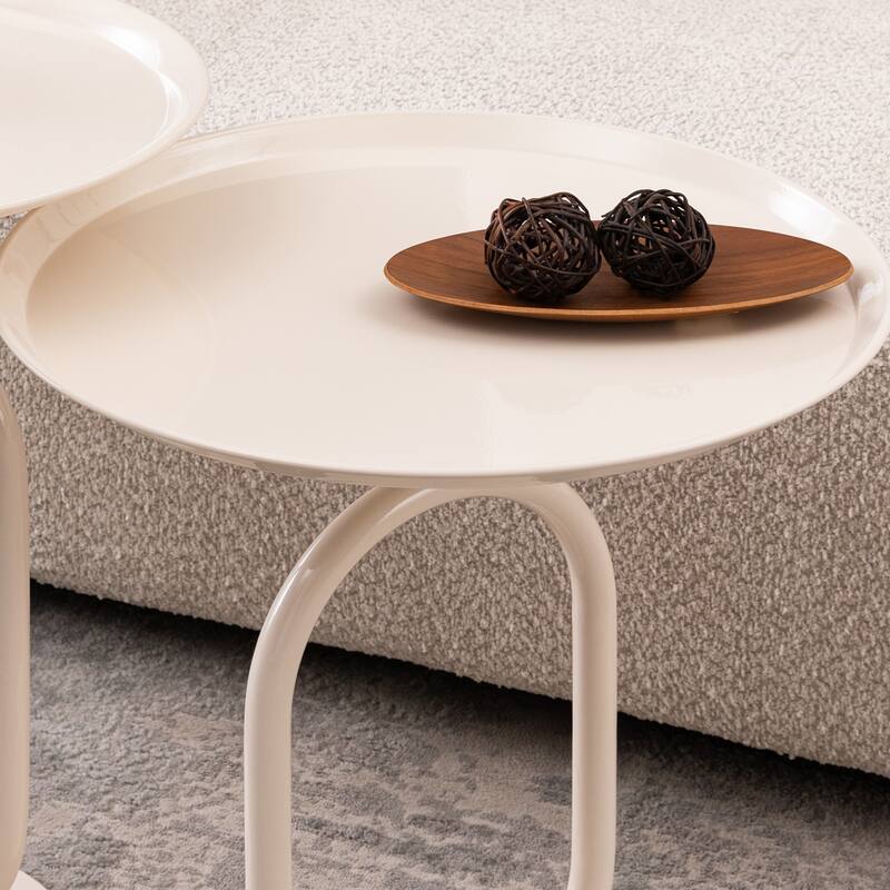 Lantern-shaped Metal End Table, Small Round Side Table, Modern Coffee Drink Cocktail Table