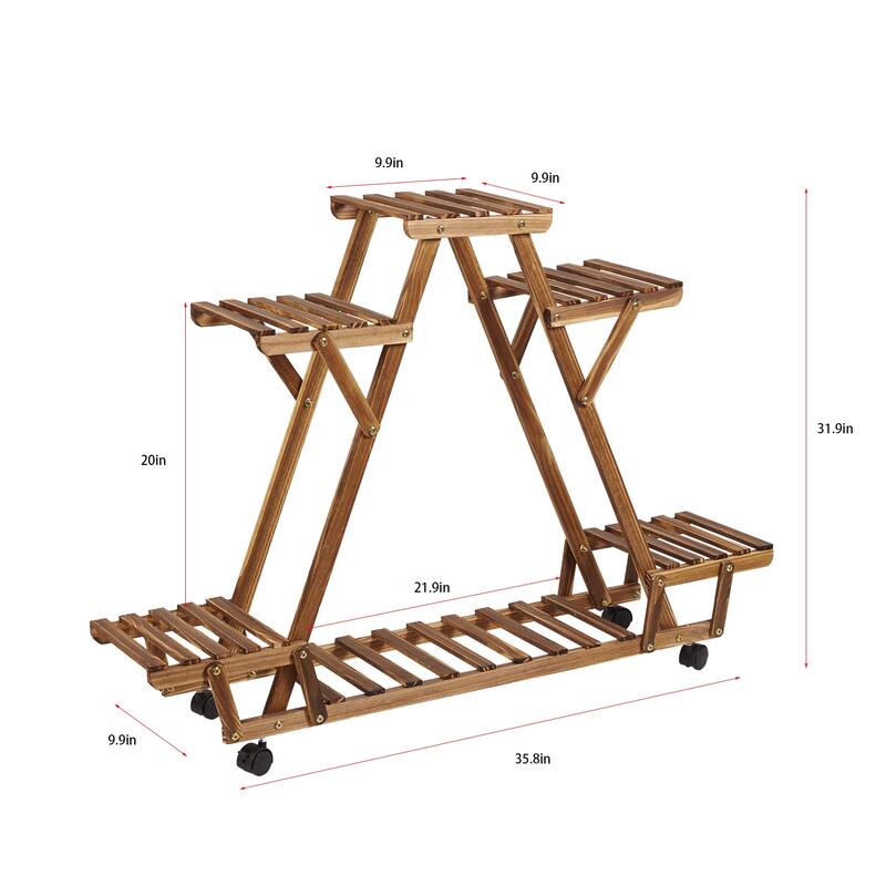 Triangular Plants Stand 32 inch Tall Shelf with Wheels