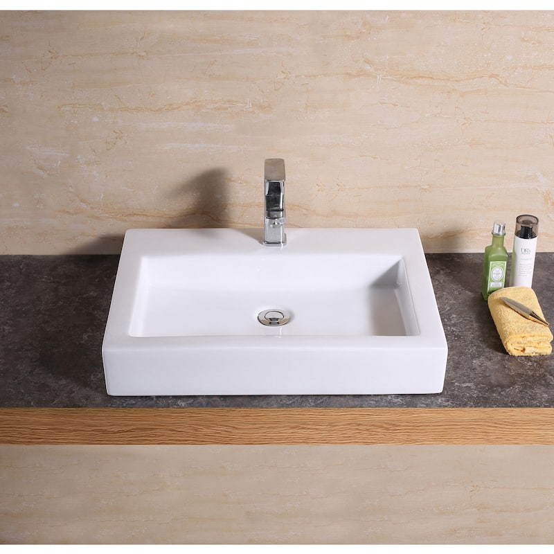 Luxier CS-021 Rectangular Bathroom Ceramic Vessel Sink Art Basin