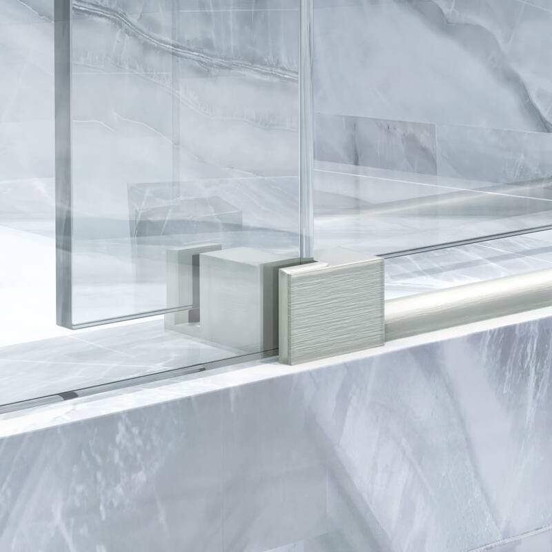 Seawin 68 - 72 in. W x 77 in. H Cosmo Frameless Shower Door 3/8 inch (10 mm) Thick Clear Tempered Glass with NanoShield Coating