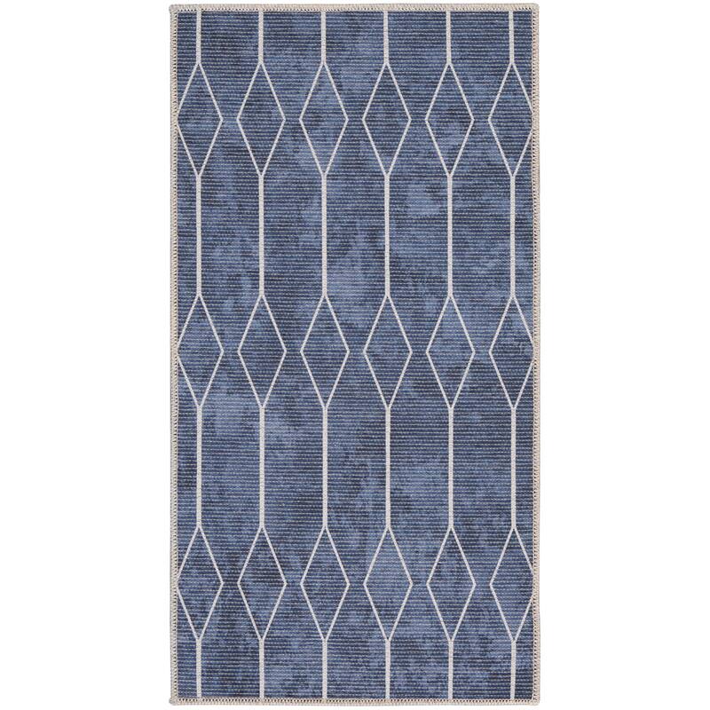 New Concept Washables Indoor only Geometric Machine Washable Area Rug - 2' x 3' 9" - Navy - Rectangle