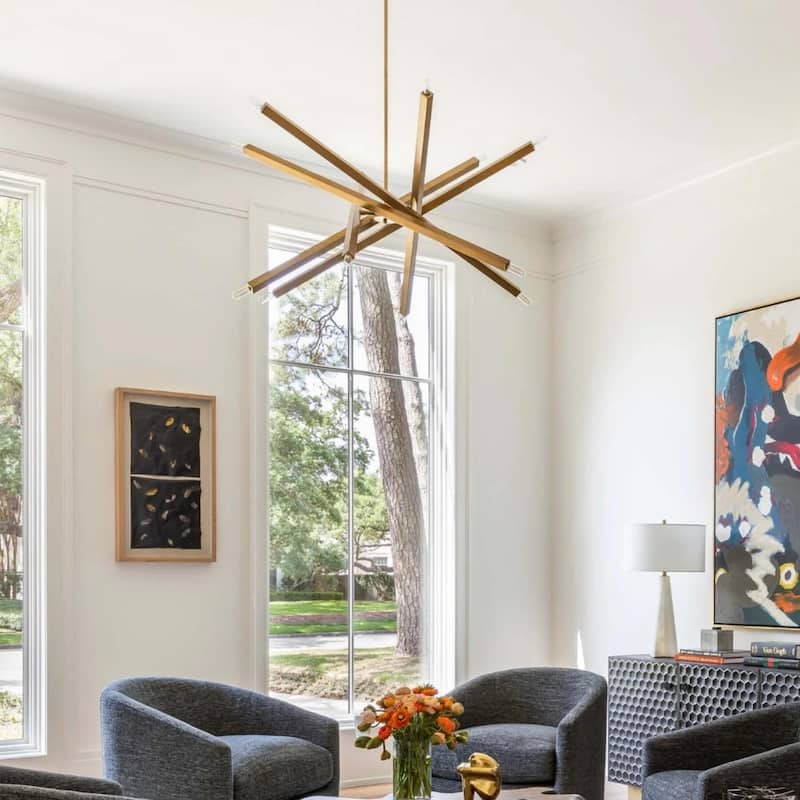 Sleek Viper Nordic Gold Sputnik 12 Light Modern Barre Chandelier