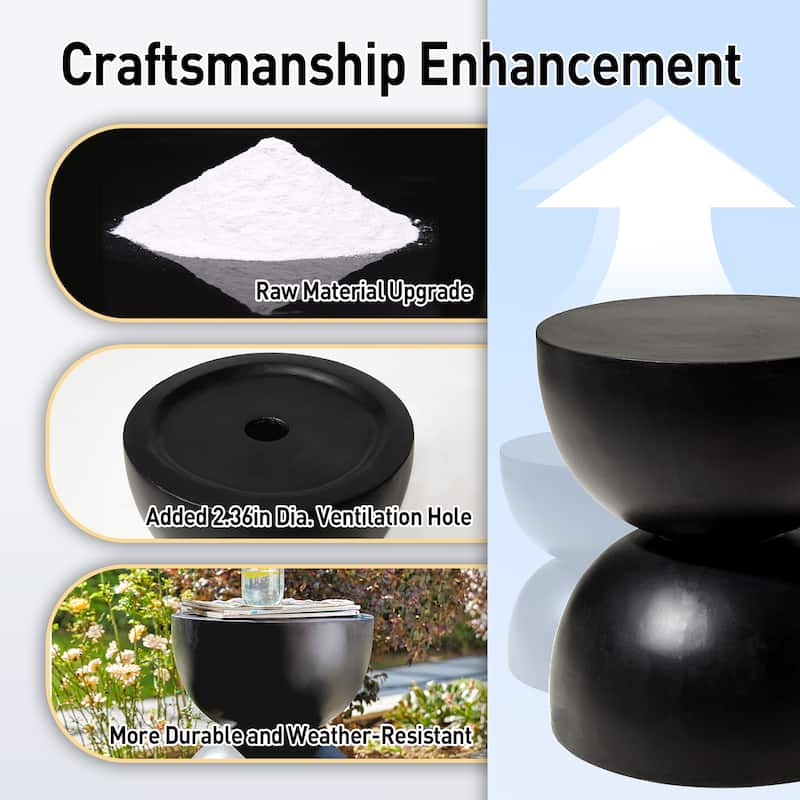 18"H Modern Outdoor MGO Round Side Table Garden Stool - 15.75"L X 15.75"W X 17.75"H