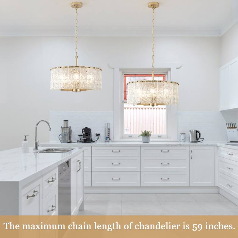 5-Light Modern Candlestick Hanging Linear Chandelier Lighting with Glass Sheet for Kitchen Island
