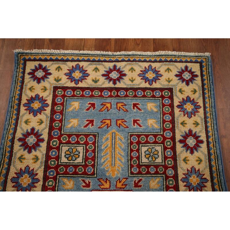 Blue Kazak Oriental Runner Rug Handmade Wool Carpet - 2'7" x 20'6"