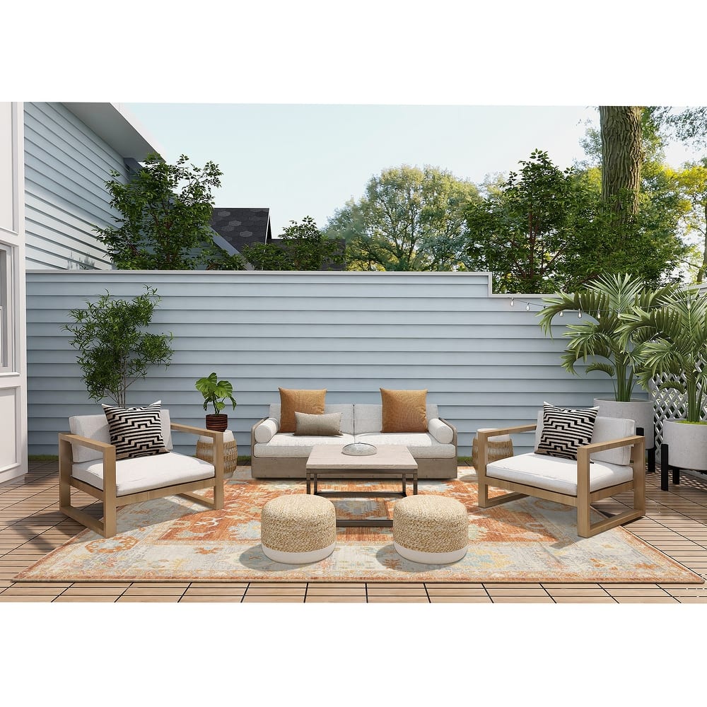 Bohdanna Bordered Indoor/Outdoor Tropical Area Rug